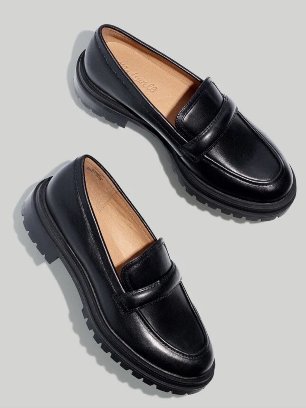 Madewell $158 The Bradley Lugsole Loafer in Black Leather Size 6